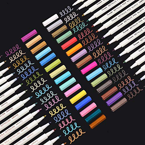 Sunshilor Metallic Markers Fine Point Metallic Marker Pens for Black Paper, Art Rock Painting, Easter Egg, Halloween Pumpkin, Card Making, Metal, Sunshilor