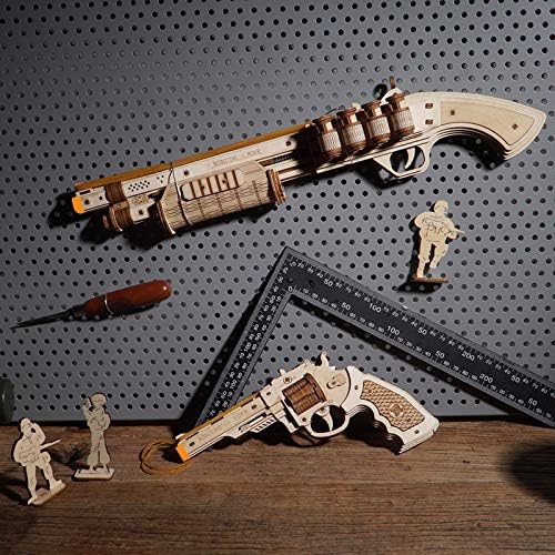 ROKR 3D Wooden Puzzles Model Kit Toy Gift Mechanical Model Brain Teaser for Adults to Build Gift for Friends and Family (Shotgun Toy) ROKR