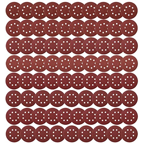 Coceca 80pcs Orbit Sander Sandpaper 5 Inch 8 Hole Orbital Sanding Discs Assorted 40 60 80 100 150 180 240 320 Grits for Power Random Orbit Sanders Coceca