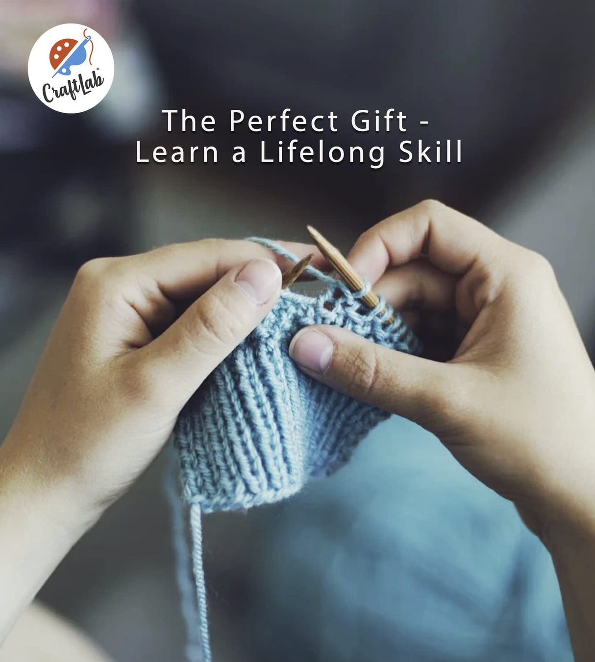 CraftLab Knitting Kit for Beginners, Kids and Adults Includes All Knitting Supplies: Wool Yarn, Knitting Needles, Yarn Needle and Instructions – CraftLab