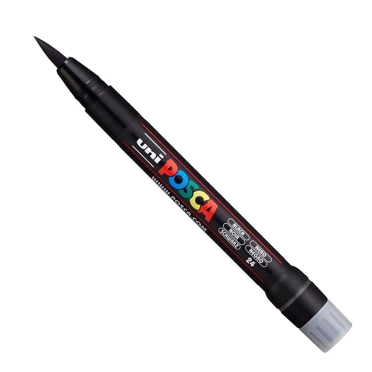 Uni Posca PCF-350 Brush Tipped Paint Marker Art Pen - Fabric Glass Metal Pen - Black & White Set (1 of Each) posca