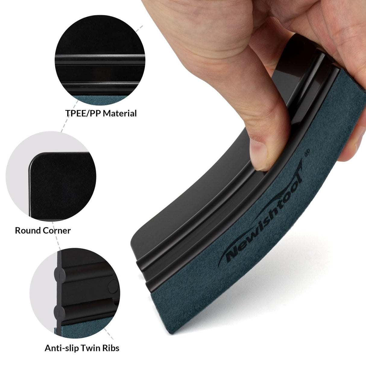 NEWISHTOOL 3 Pcs Vinyl Wrap Squeegee of Different Sizes, Felt Squeegee for Vinyl, Suede Felt Edge Squeegee Sign Making Wrap Tool for Wallpaper NEWISHTOOL