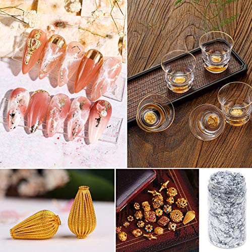 Gold Foil Flakes for Resin, Paxcoo Imitation Gold Foil Flakes Metallic Leaf for Nails, Painting, Crafts, Slime and Resin Jewelry Making (Gold, PAXCOO