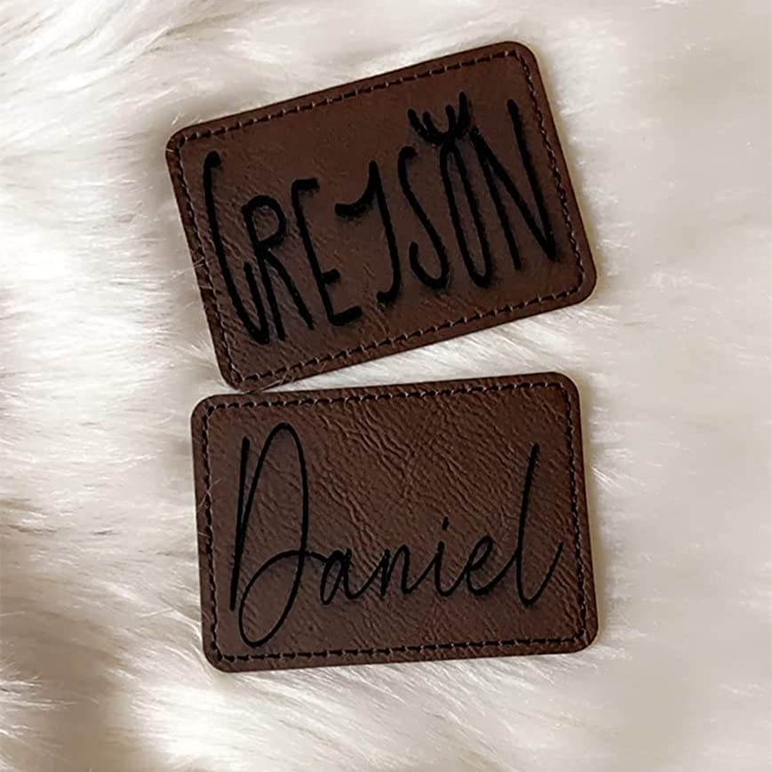 Leatherette/Leather Patches Iron-on Heat Press Blank Faux Leather Sheets with Adhesive for Laser Engraving/Hats/UV Printing/Cap/Beanie(Dark Brown/30 TWIG