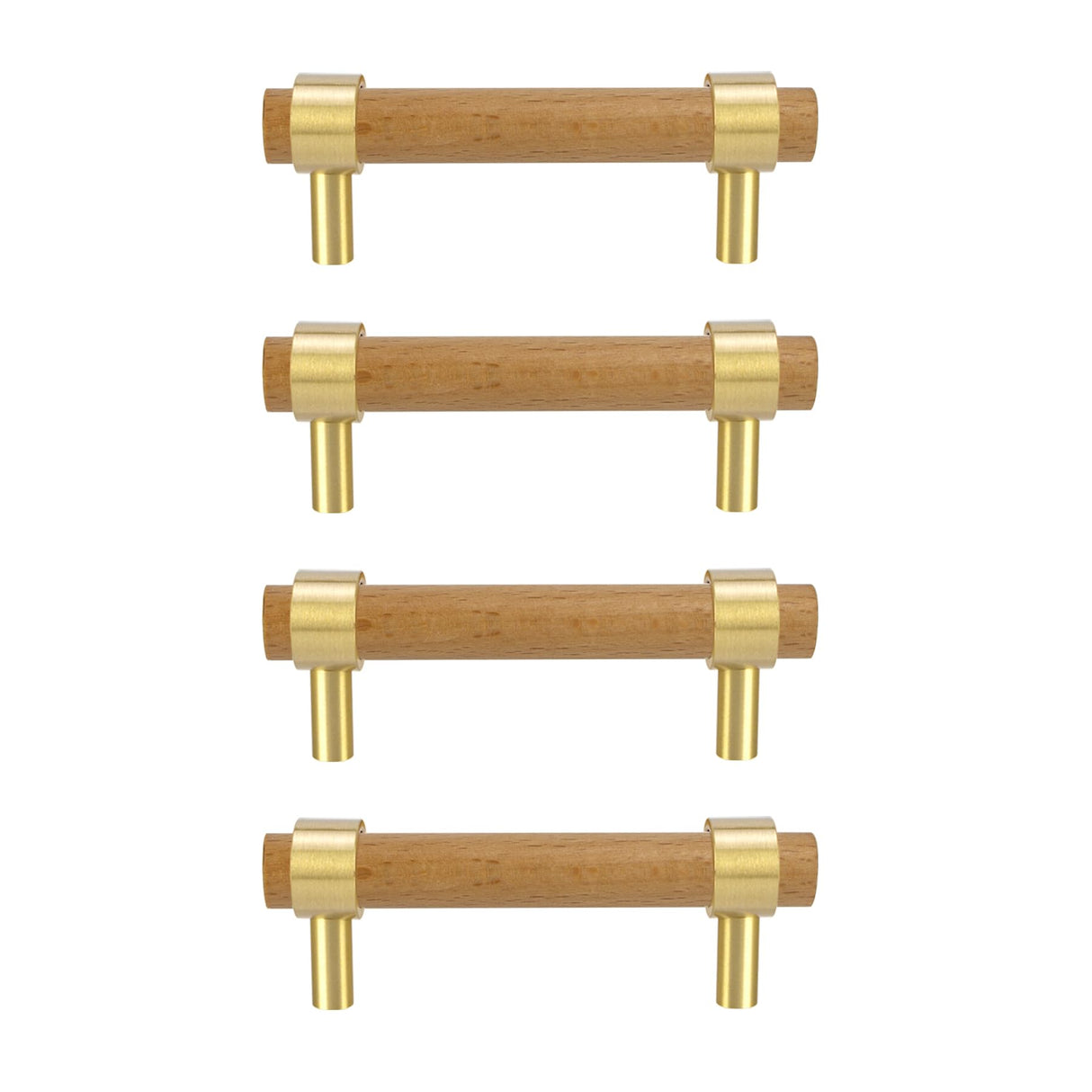 foxwake Wood and Brass Dresser Handles 0~3 Inch Double Hole 4Set Adjustable Center to Center Euro Scandi-Modern Kitchen Cabinet Pull, Unfinished DIY foxwake