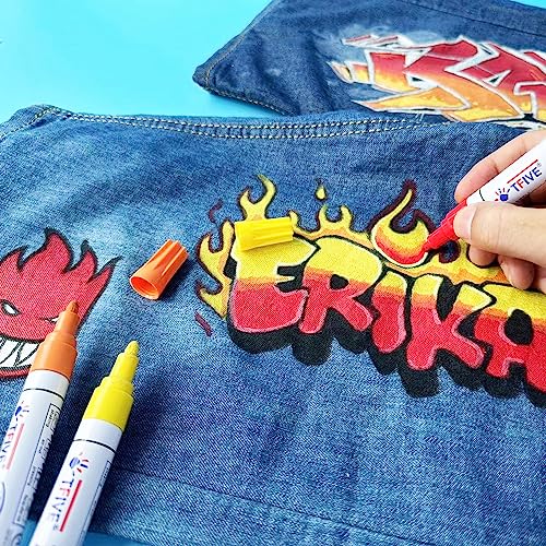 TFIVE Red Paint Pens Markers - 12 Pack Oil Based Permanent Marker, Medium Tip, Never Fade, Quick Dry, Waterproof Paint Pen for Rocks Painting, Wood, TFIVE