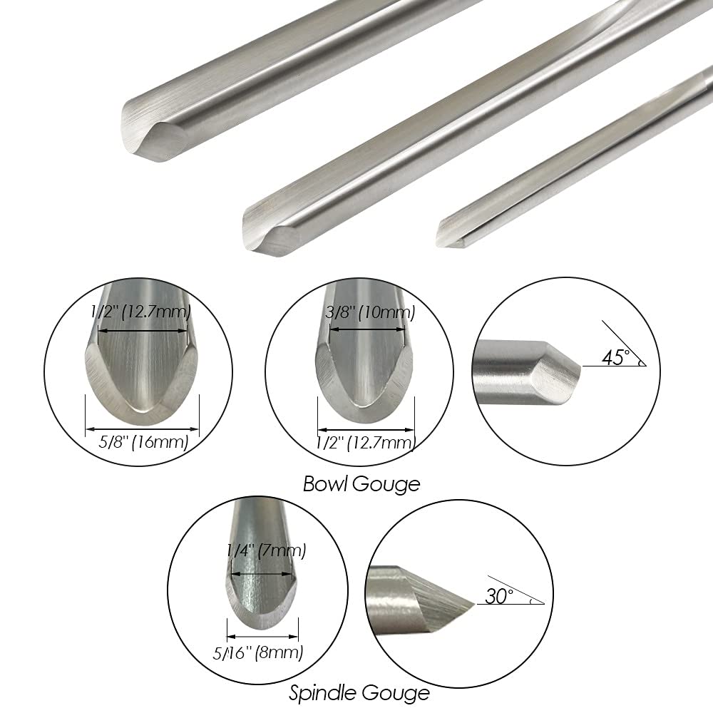 Wood Carving Gouge, Bowl Gouge HSS Woodturning Tools 1/2" & 3/8" V-shaped Flute Woodworking Spindle Roughing Turning Chisels For Wood Lathe (Color : SYHML-SHOP