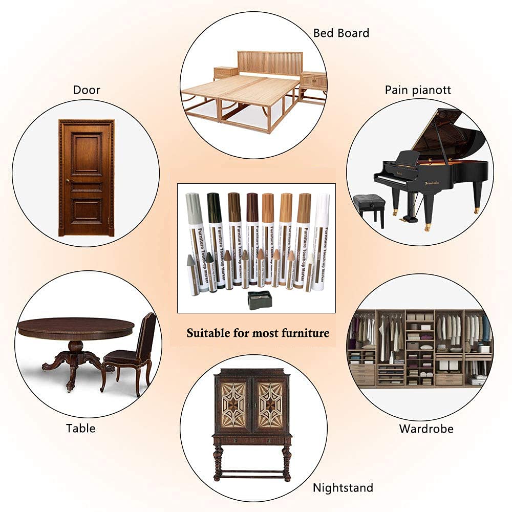 Furniture Markers Touch Up, Lifreer 21 Pcs Wood Filler Floor Scratch Repair Kits, Wood Markers and Wax Sticks with Sharpener Kit for Funiture Lifreer