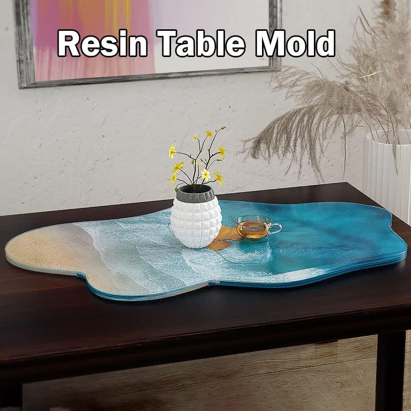 Large Resin Table Mold Set, 24 Inch Epoxy Resin Molds Silicone Tray Epoxy Table Mold with 4Pcs Table Legs for Charcuterie Board, River Table, Coffee Swess
