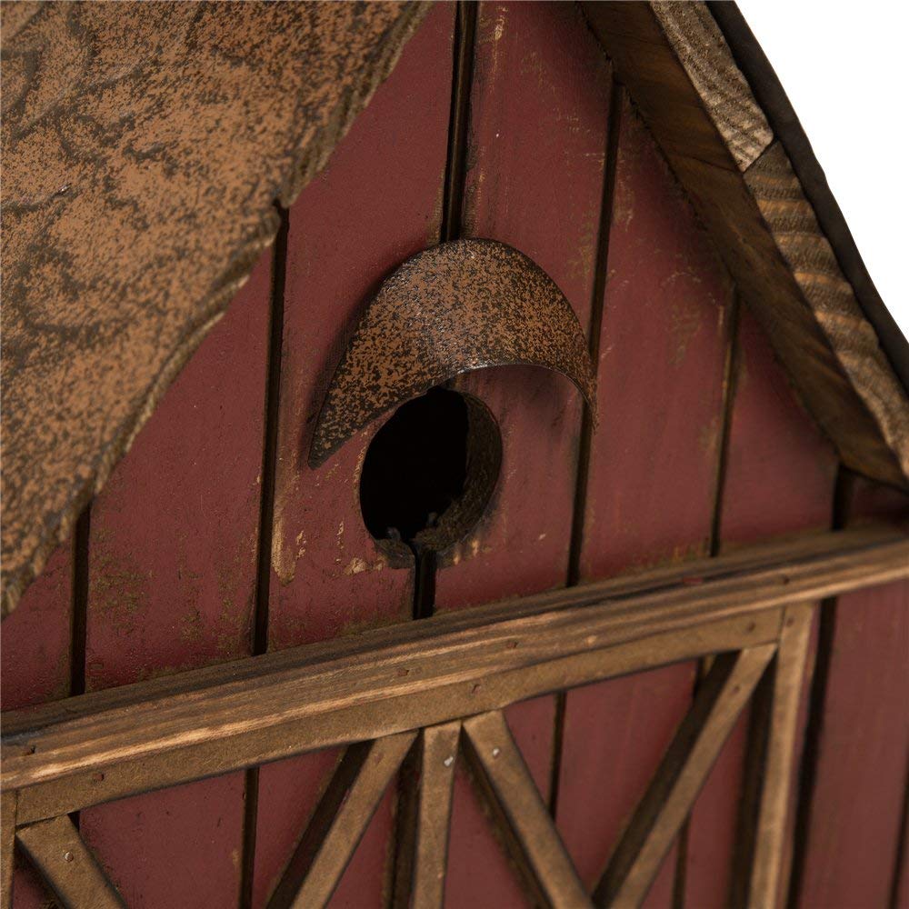 Glitzhome 20.67" L Birdhouse for Outside Rustic Wood Barn Design Extra-Large Hand Painted Bird House glitzhome