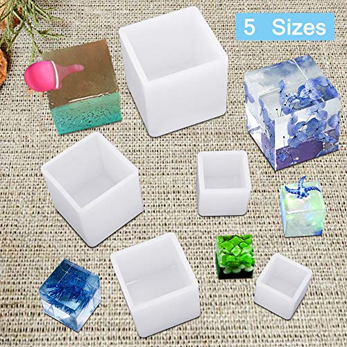 FineGood 5 Pcs Square Resin Molds Epoxy Resin Molds Molds Resin Mold Kit Silicone Resin Mold FineGood