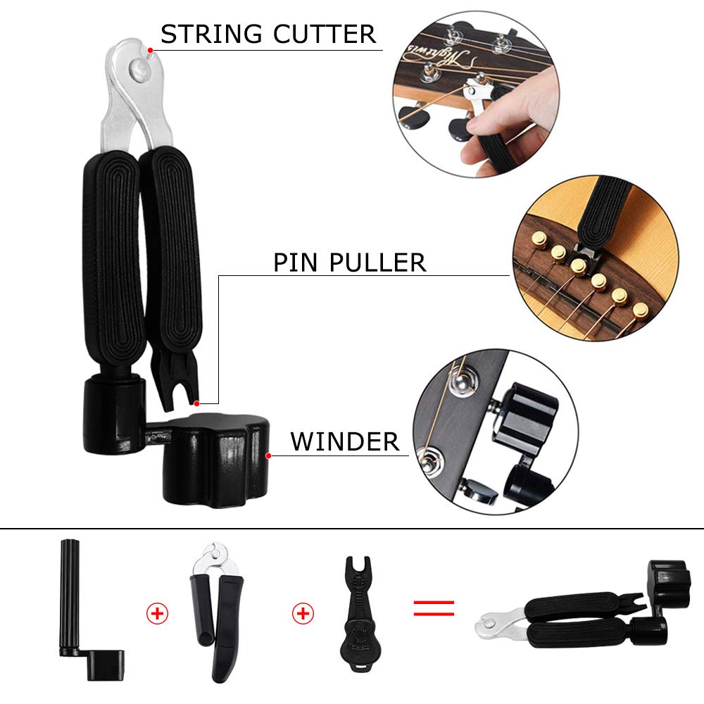 LOMEVE Guitar Accessories Kit Include Acoustic Strings, Tuner, Capo, 3-in-1 Restring Tool, Picks, Pick Holder, Bridge Pins, Nuts & Saddles, Finger LOMEVE