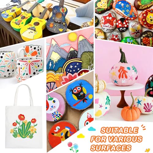 Acrylic Paint Pens Markers, 24 Colors Dual Tip Acrylic Paint Pens for Rock Painting, Wood, Canvas, Stone, Glass, Ceramic Surfaces, DIY Crafts Making TANMIT