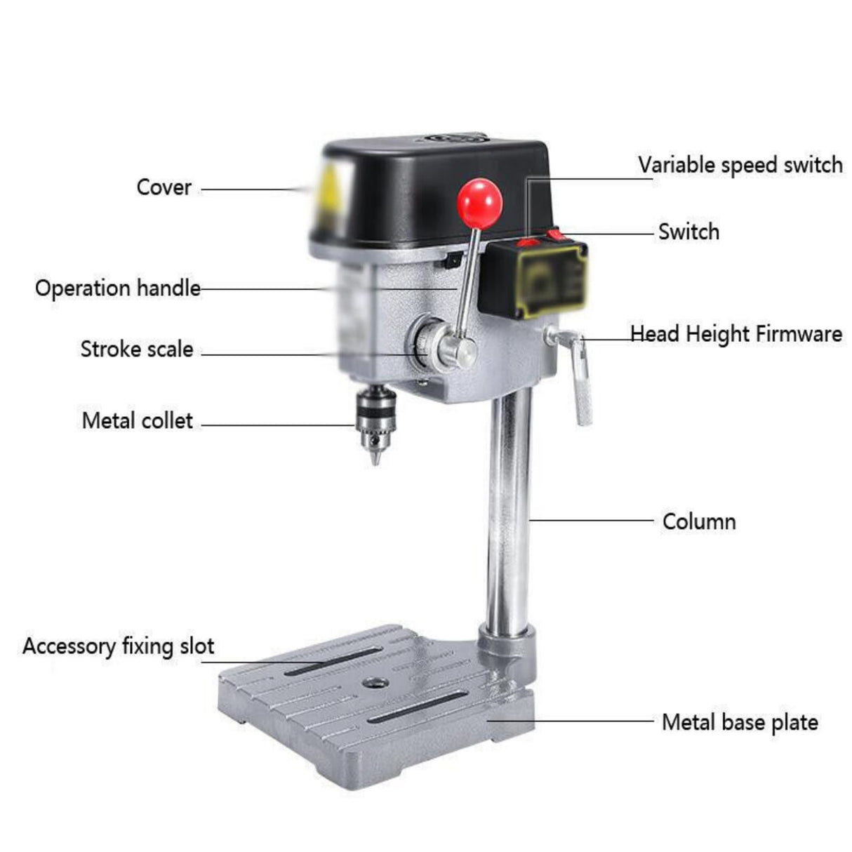 Mini Bench Drill Press, 110V 340W Portable Drill Workbench, Light-Duty DIY Craft Drilling Repair Tool Expanding Drilling Machine Pressed-in Chuck DYRABREST