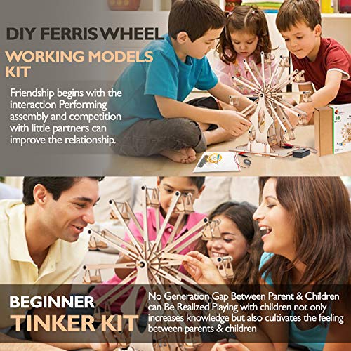 Smartstoy Wooden Ferris Wheel - STEM Projects for Kids Ages 8-12 -16 Engineering Kit, 3D Puzzles Roller Coaster Building Set - DIY Educational Model Smartstoy
