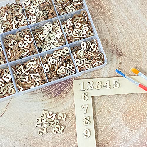 Cregugua 1692 Pieces 15mm Mini Wooden Numbers 9/16 inch Tiny Unfinished Wood Numbers 0-9 for DIY Scrapbooking Crafts Cregugua