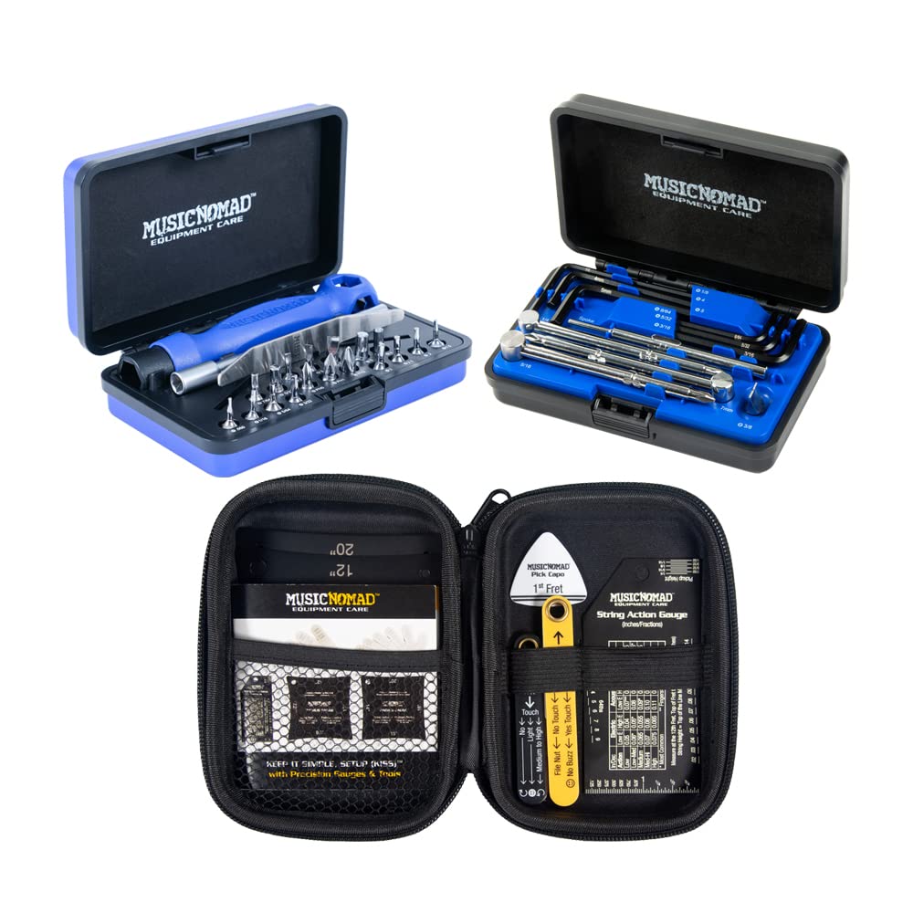 MusicNomad KEEP IT SIMPLE, SETUP (KISS)™ Starter Kit Bundle - 6 pc. Gauge Set, 26 pc. Guitar Tech Tool Set, 11 pc. Truss Rod Wrench Set (MN609) MusicNomad
