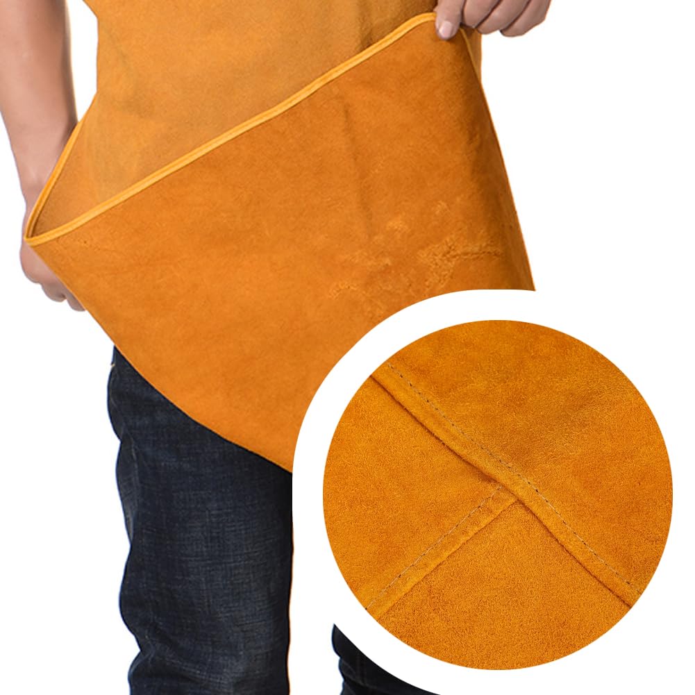 SIQITECHNO Leather Welding Apron Cowhide Apron Heat Flame Resistant Work Apron Heavy Duty Blacksmith Apron Bib Safe Woodworking Workshop Apron for SIQITECHNO