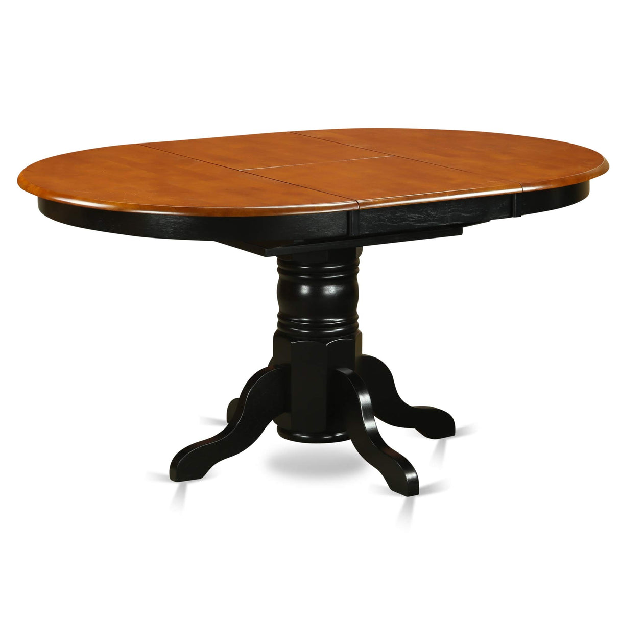 East West Furniture AVT-BLK-TP Avon Kitchen Dining Table - an Oval Wooden Table Top with Butterfly Leaf & Pedestal Base, 42x60 Inch, Black & Cherry East West Furniture