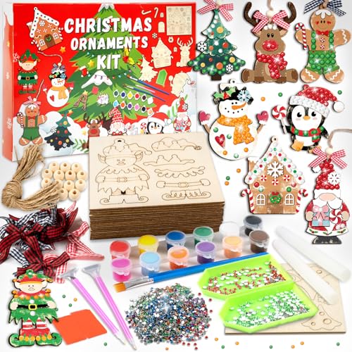 GuassLee DIY Christmas Ornaments Crafts for Kids - Unfinished Wooden Crafts Christmas Hanging Blank Ornaments for Kids Crafting Painting Tree GuassLee