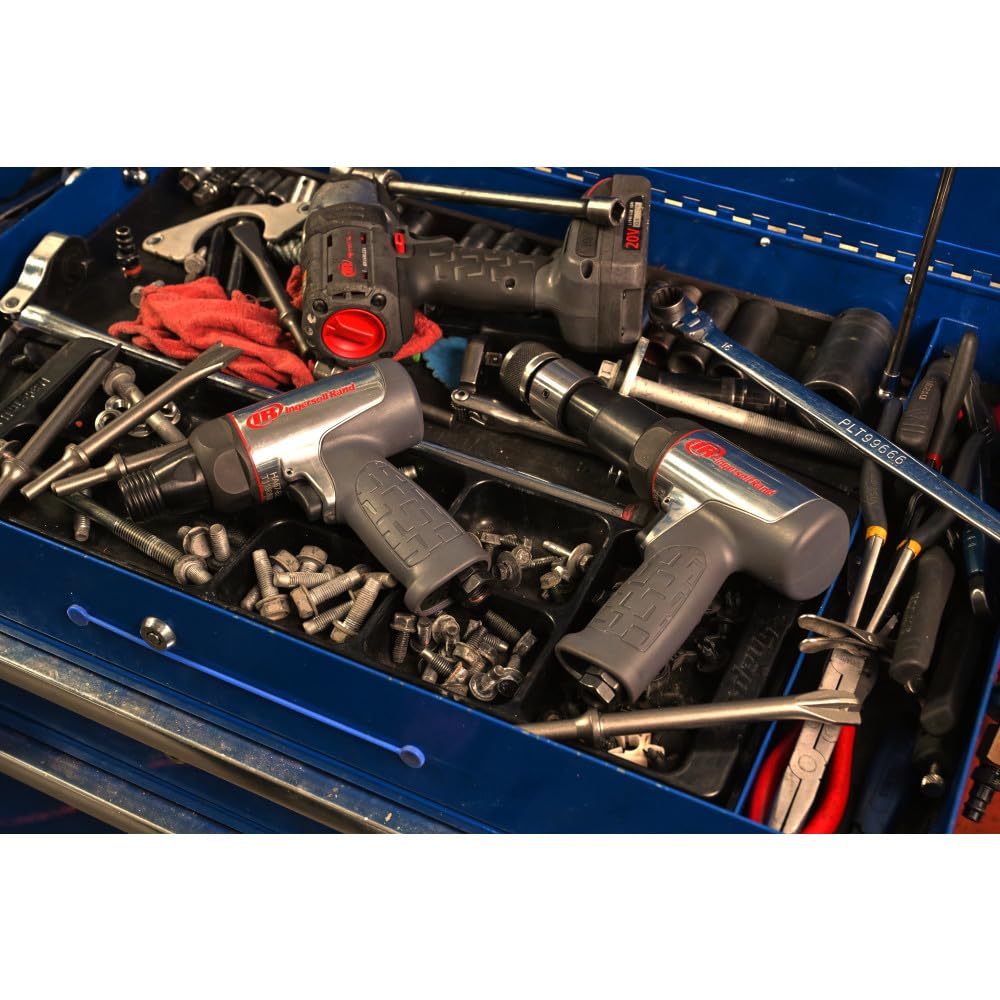 Ingersoll Rand 119MAXK Long Barrel Air Hammer Kit – 5 PC Chisel Set, Lightweight, Quiet, Compact, Powerful, Gray Ingersoll Rand