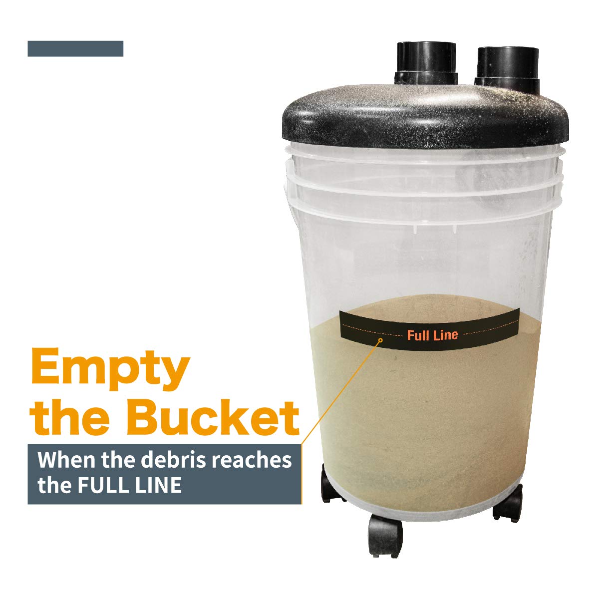 POWERTEC 70293V Cyclone Dust Collector and Separator Kit w/Clear 6 Gallon Dust Bucket, Hoses, Reducers, Couplers and Hose Clamps POWERTEC