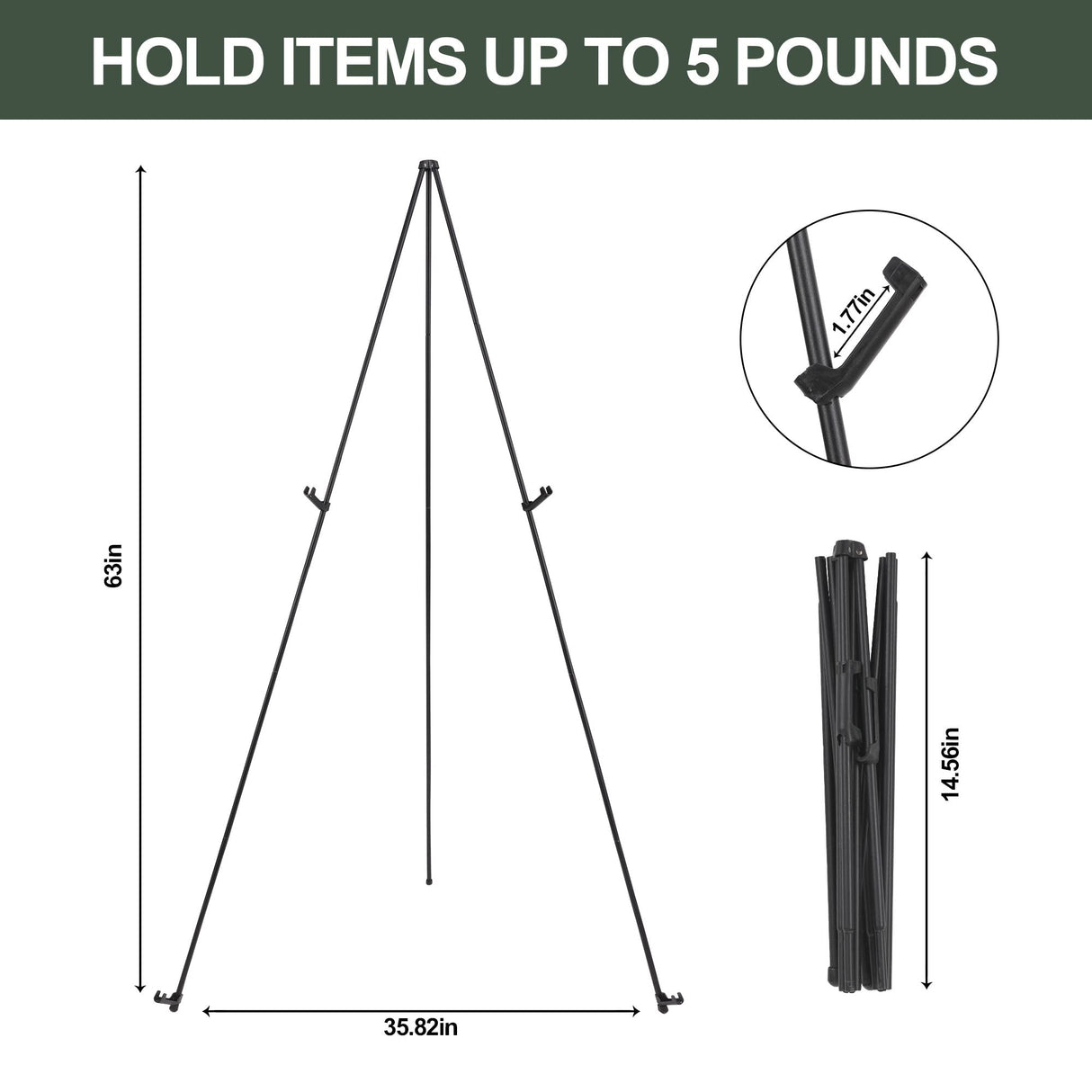 DANMO Easel Stand for Wedding Sign Poster 63'' Instant Display Easel for Floor Adjustable Metal Art Easel Black DANMO