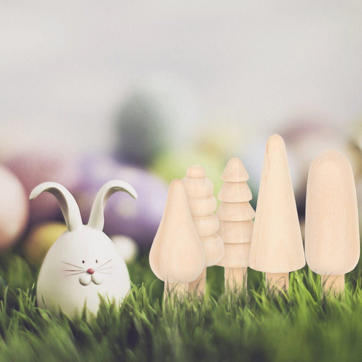 Wooden Trees Unfinished Wooden Figurines 10pcs Mini Wooden Christmas Tree Unpainted Blank Figurines Wood Miniature Trees Peg People for Christmas TEHAUX