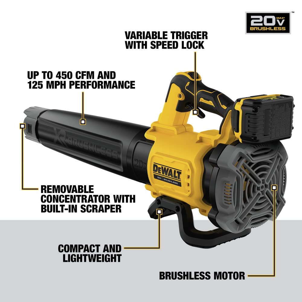DEWALT 20V MAX* XR Leaf Blower, 125-MPH, 450-CFM (DCBL722P1) DEWALT