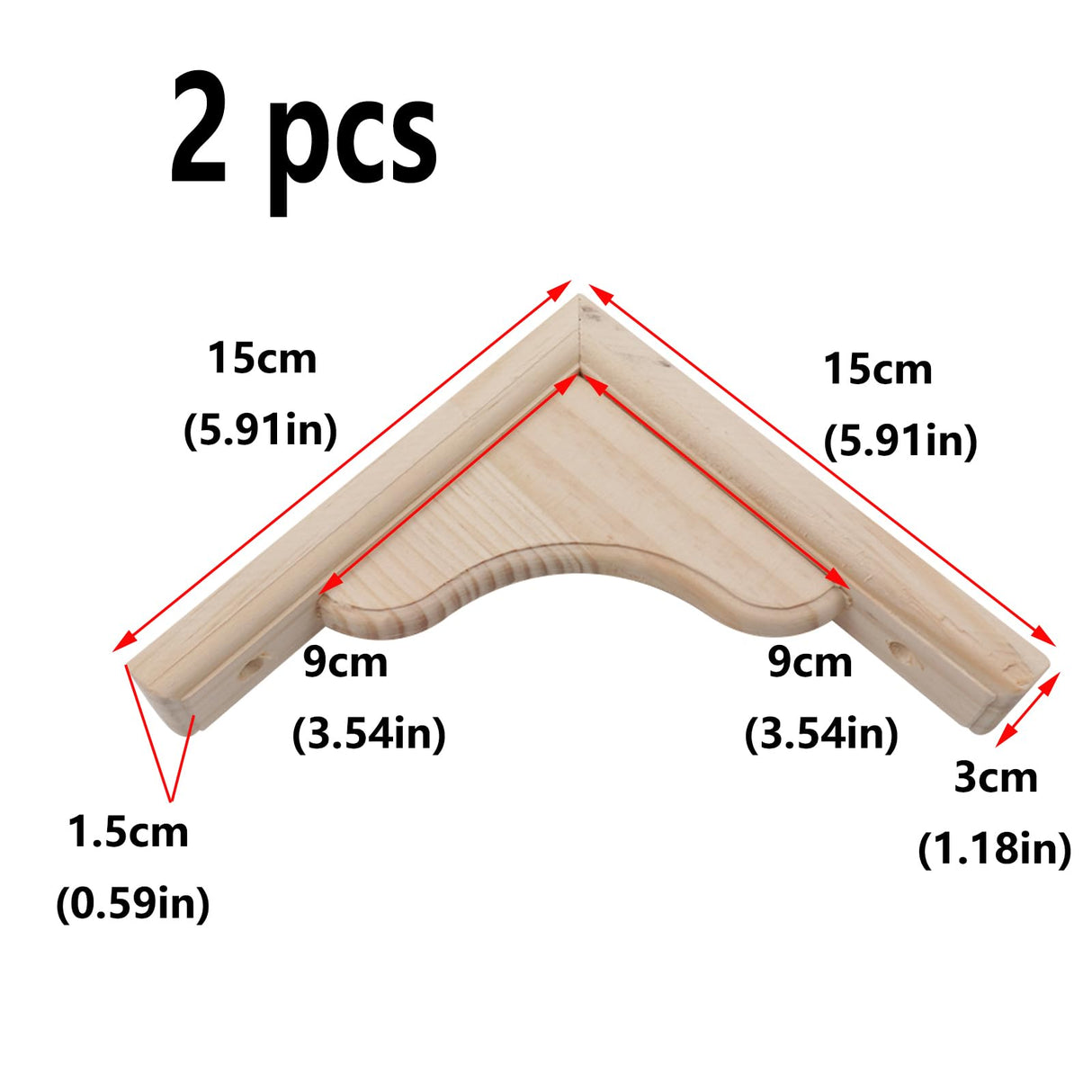 Antrader Solid Wall Mount Wood Shelf Bracket,2Pcs 6" Wooden Shelf Brackets, DIY Wood Bracket Include Mounting Screws,15*15*3cm Antrader
