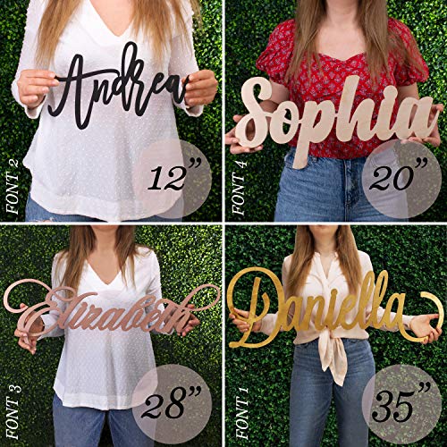 Custom Name Sign - 12 to 35 Inches, 18 Colors & 4 Fonts - Personalized Name Signs for Wall Decor, Wooden Letters Room Decor, Baby Room Gifts, Nursery