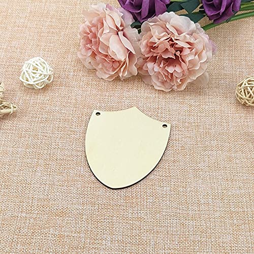 Shield Wood Cutout DIY Crafts Wooden Shield Shaped Hanging Ornaments Unfinished Wood Sign Whit Twines for Wedding Birthday Christmas Party Decoration Creaides