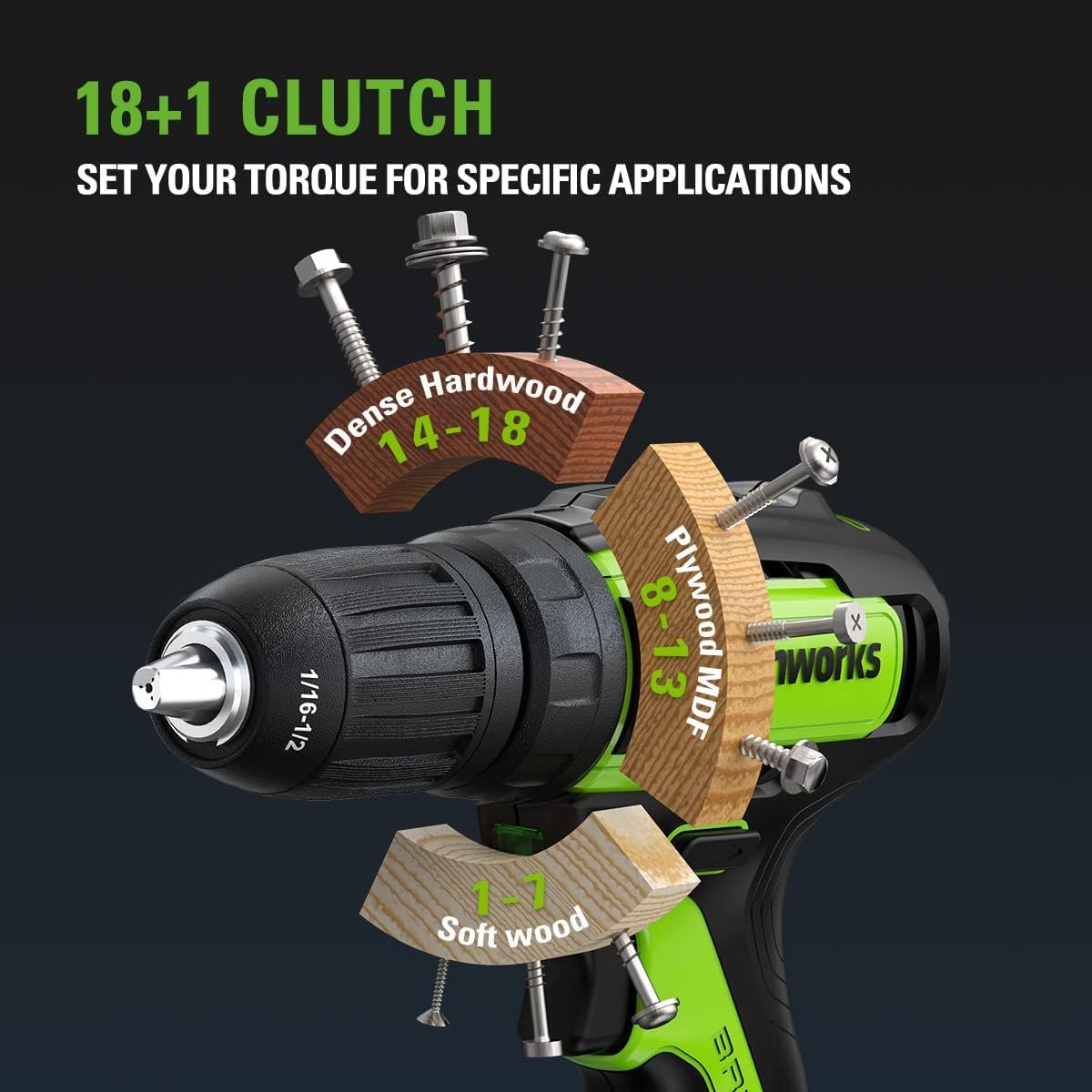 Greenworks 24V Brushless Cordless Drill Impact Driver Combo kit, 1/2”Drill & 1/4”Hex Impact Driver Power Tool Kit, Included 2 * 1.5Ah Batteries, Fast Greenworks