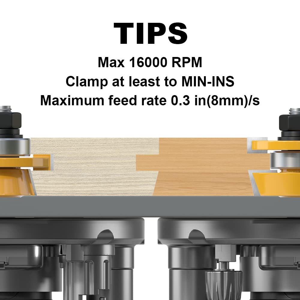 XDENGP 2PCS Shaker Style Rail and Stile Router Bits Set 1/2 Inch Shank, 3/8 Inch Cutting Depth, Up to 7/8 Inch Stock, Kitchen Cabinet Door Frame XDENGP