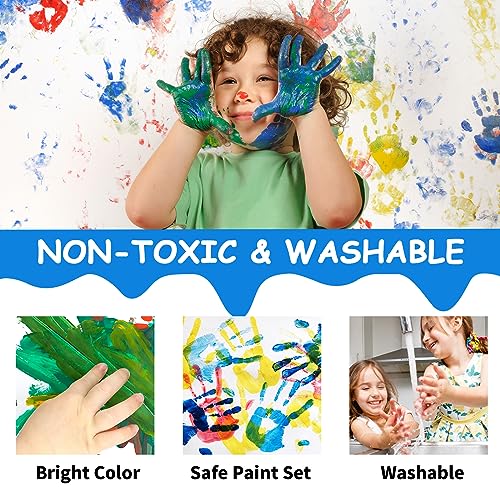 ABEIER Washable Finger Paint Kit for Toddlers, 12 Colors (1.21 oz) with Paint Tools, Safe Non-Toxic, Baby Safe Paint for Hand and Feet, Mess Free Art ABEIER