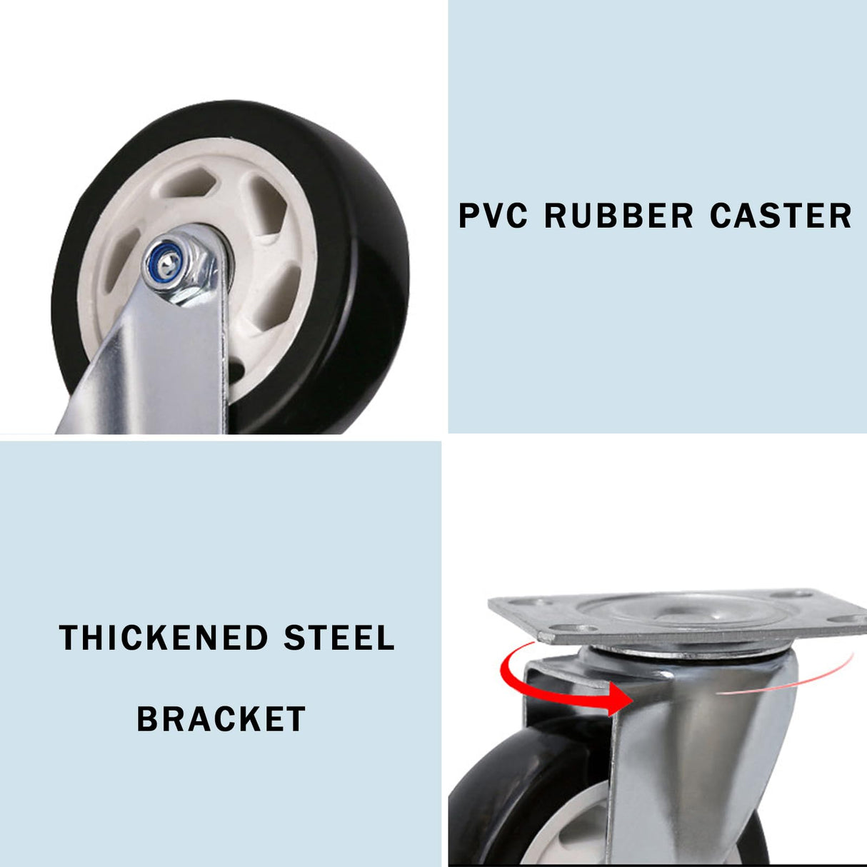 AOTAISP 3 Inch Heavy Duty Casters Load1000lbs Bearing Plate Caster Wheels, 360-degree Soft Rubber Swivel Casters for Furniture and Workbench Cart, AOTAISP