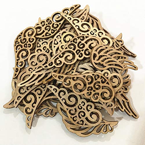 UUYYEO 80 Pcs Angel Wings Wood Slices Wooden Cutouts Unfinished Wood DIY Craft Accessories UUYYEO