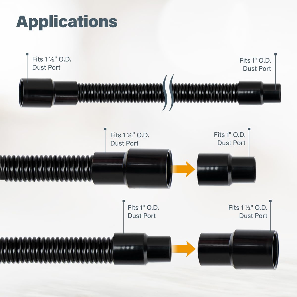 POWERTEC 70356 10 ft. Vacuum Hose Dust Collection Kit for Woodworking Power Tools, Wet/Dry Work Shop Vacuums, Miter Saw and Table Saw POWERTEC