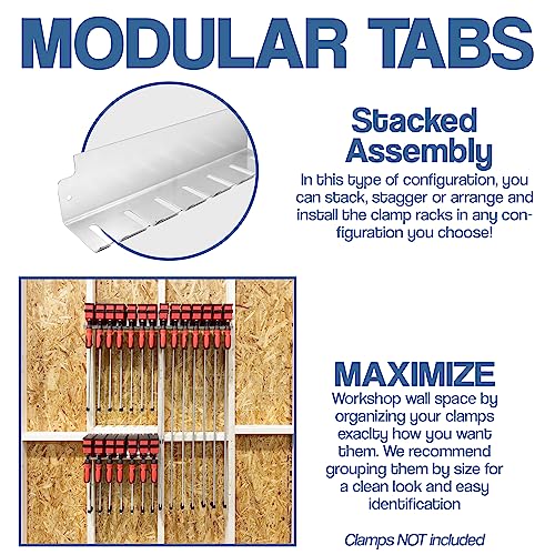 Bar/Parallel Clamp Modular Clamp Rack • Easy and Quick to Align • Pre-Drilled 16 inch on Center • 3 Pack Fulton Woodworking Tools