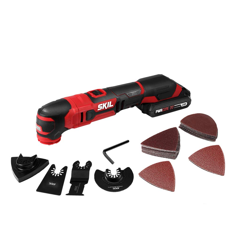 SKIL 20V Oscillating Tool Kit with 32pcs Accessories Includes 2.0Ah PWR CORE 20 Lithium Battery and Charger - OS593002 Skil