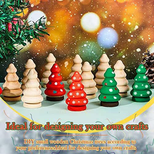 20 Pieces Unfinished Wooden Christmas Trees Mini Wooden Christmas Trees Wooden Trees for Crafts Mini Wooden Trees for DIY Arts Crafts Children Kid Blulu