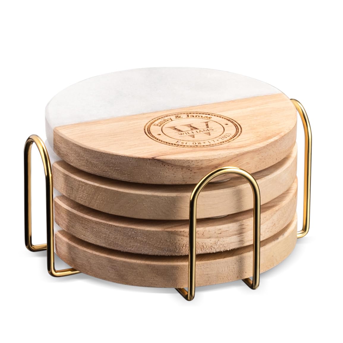 Personalized Coasters, Wedding Gift for couple, Custom Anniversary Gifts, Custom Bar Coasters for Drinks with Monogram Engraved, Great Newlywed GIFTS TO ENGRAVE