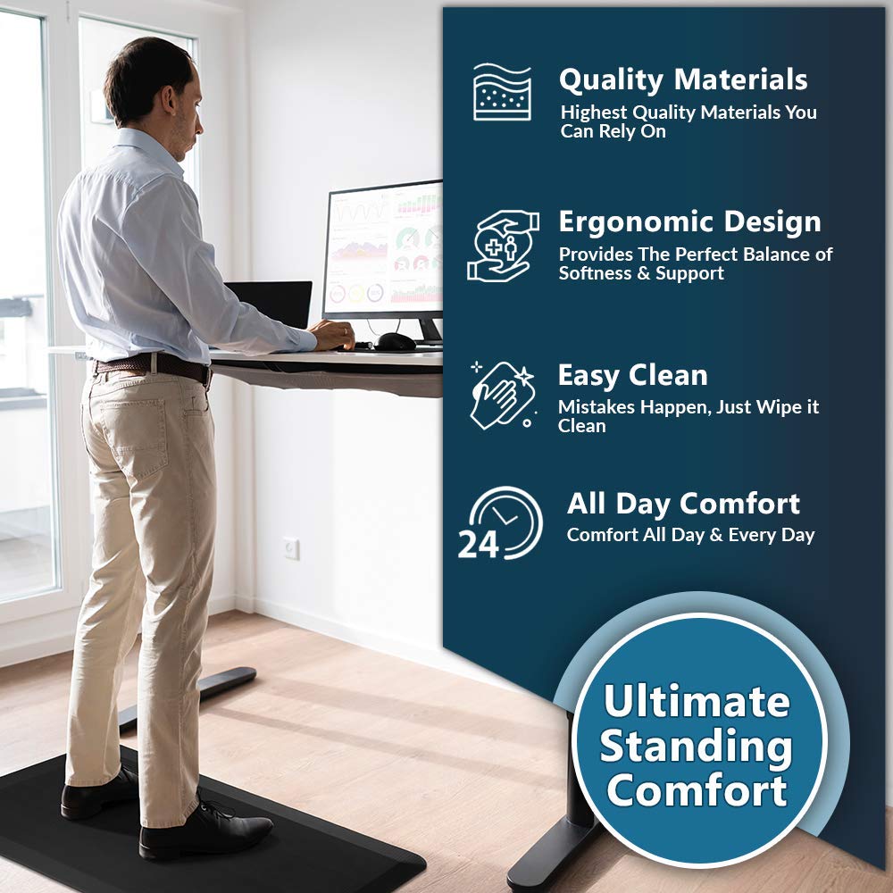 ComfiLife Anti Fatigue Floor Mat – 3/4 Inch Thick Perfect Kitchen Mat, Standing Desk Mat – Comfort at Home, Office, Garage – Durable – Stain ComfiLife