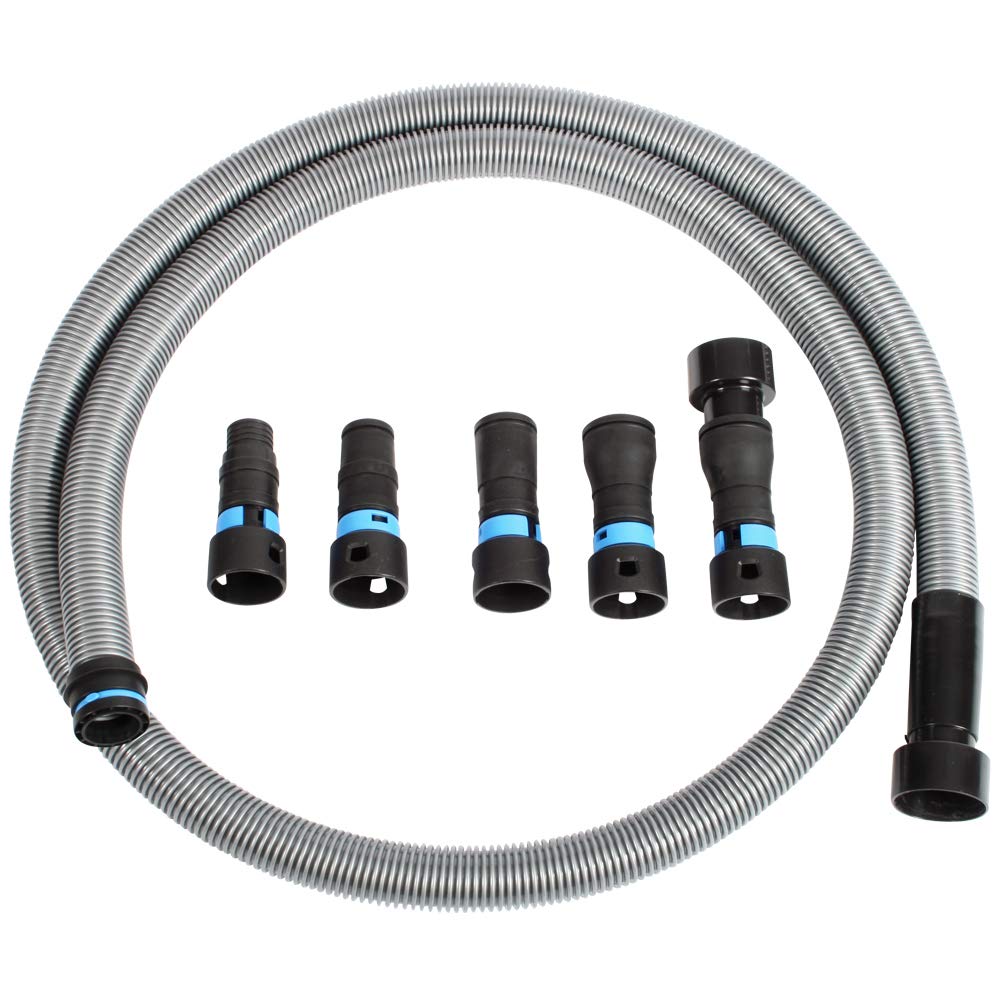 Cen-Tec Systems 94698 Quick Click 10 Ft. Hose for Home and Shop Vacuums with Expanded Multi-Brand Power Tool Adapter Set for Dust Collection, Silver Cen-Tec Systems