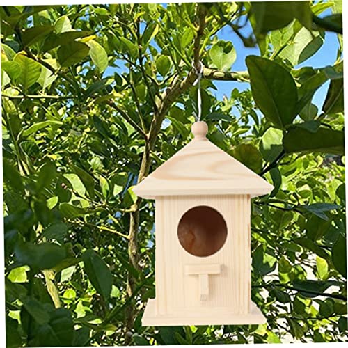 Kisangel Bird Nest Wooden Hummingbird House Birdhouses for Outdoors Bird Houses for Outside Wood Bird Feeder Unfinished Wood Birdhouse Balcony Bird Kisangel