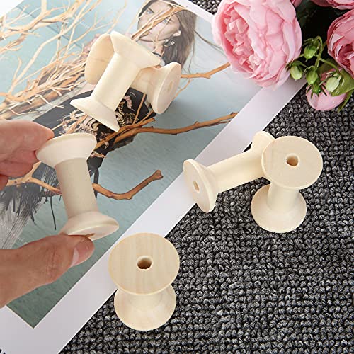 CYEAH 40PCS Wooden Spools for Crafts 2 Inch, Empty Thread Spools for Crafts, Splinter- Free Unfinished Wood Spools for Embroidery and Sewing Machines CYEAH