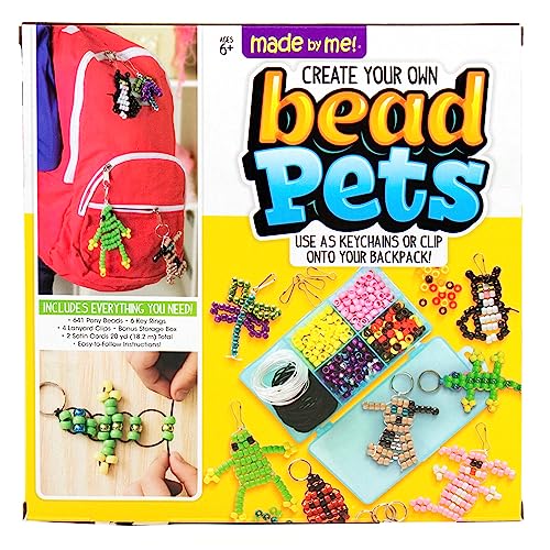 Made By Me Create Your Own Bead Pets by Horizon Group Usa, Includes Over 600 Pony Beads, 6 Key Rings, Storage Box & Much More Made By Me