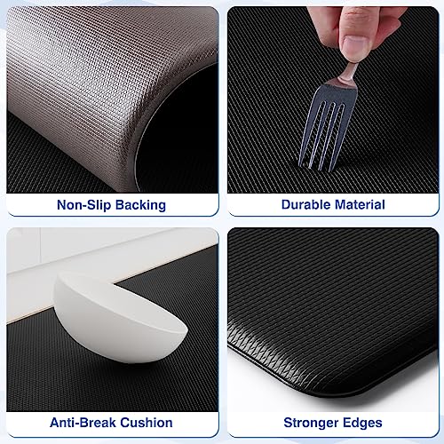 StepRite Kitchen Mats, 2PCS Kitchen Rugs, Cushioned Anti Fatigue Kitchen Mats for Floor, Non-Slip Standing Desk Mat, Waterproof Kitchen Rug Set for StepRite