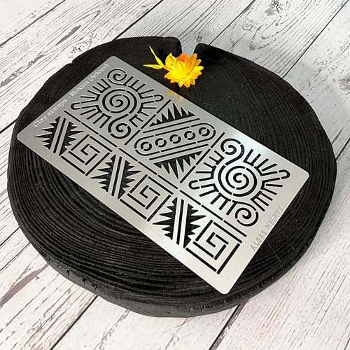 Aleks Melnyk No.433 Metal Stencil, Aztec Stencil Patterns and Symbols, Small Stencil, 1 PC, Template for Wood Burning, Engraving, Crafting, Aleks Melnyk
