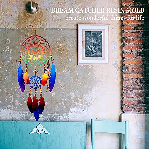 Large Dream Catcher Resin Mold, Dreamcatcher Silicone Mold for Epoxy Resin, Wall Hanging Feather Pendant Keychain Kit Ornament Making Mould, Resin Wehous